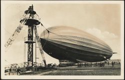 Graf Zeppelin Airship at Rhein-Main Airport Mooring Mast Postcard