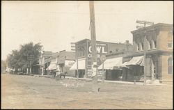Street Scene with Owl Cigar Billboard, Tarkio, Missouri Postcard