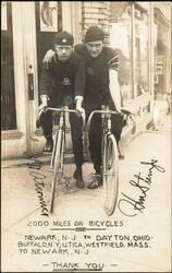 Two Men on Bicycles, 2000 Mile Trip Newark to Dayton Postcard