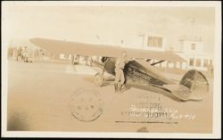 Sunset Flying Service Monocoupe Airplane at Oakland Airport Postcard