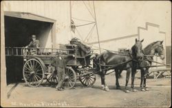 Newton Fire Department Horse-Drawn Fire Wagon Postcard