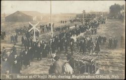 Scene at O'Neill Nebraska during Land Registration Postcard