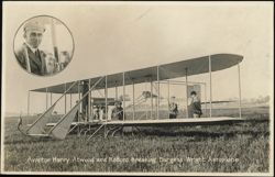Aviator Harry Atwood and Record Breaking Burgess-Wright Plane Postcard