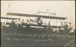 Prof. Wm. Evans and Airplane at Skidmore Punkin Show Postcard
