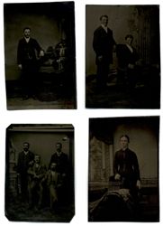 Lot of 4 Tintypes: Family Portraits, Men, Women Original Photograph