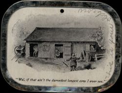 Humorous Illustration Wal If That Ain't The Longest Cow Postcard