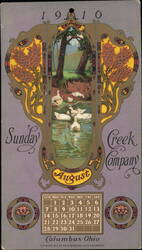1910 Sunday Creek Company Calendar August Ducks Ephemera