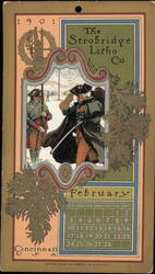1901 February Calendar Strobridge Litho Co Valley Forge Ephemera