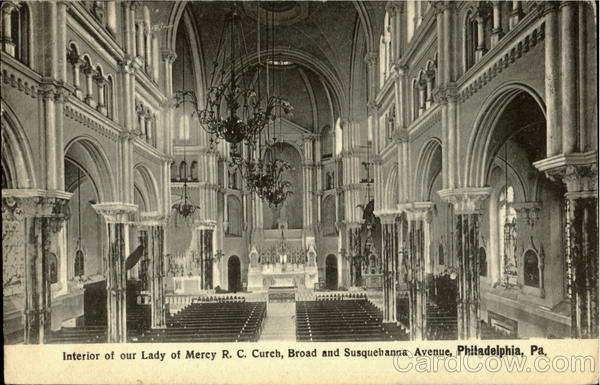 Interior Of Our Lady Of Mercy R. C. Church, Broad and Susquehanna Avenue Philadelphia Pennsylvania