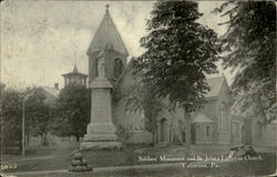 Soldiers Monument And St. Johns Lutheran Church Catawissa, PA Postcard Postcard