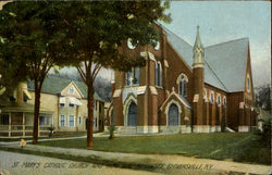 St. Mary's Catholic Church And Parochial Residence Gloversville, NY Postcard Postcard