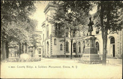 County Bldgs. & Soldiers Monument Elmira, NY Postcard Postcard
