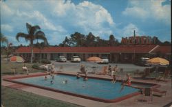 Poinsettia Motel Pool, Leesburg, FL Postcard