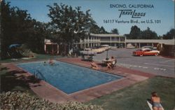 Travelodge Encino CA, Pool, 16117 Ventura Blvd. on U.S. 101 Postcard