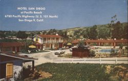 Motel San Diego at Pacific Beach, San Diego, CA Postcard
