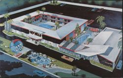 SKY VILLA MOTEL Mid-Century Modern Aerial View Postcard