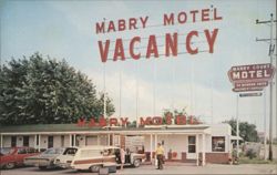Mabry Court Motel, Vacancy Sign, Vandalia, IL Postcard