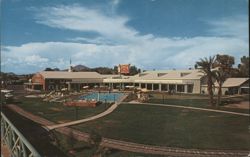 Ramada Inn Phoenix AZ, Pool, Grounds & Railroad Postcard