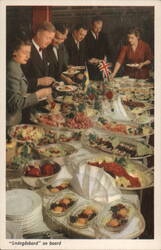 Smörgåsbord on board Swedish Lloyd ship Postcard