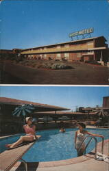 Skyport Motel Inglewood CA - Pool & Building Postcard