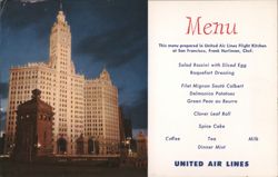 United Airlines Menu Wrigley Building Postcard