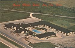 Oasis Motor Hotel Aerial View with Pool Postcard