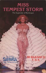 Miss Tempest Storm, Superstar of Burlesque, Del Webb's Sahara Postcard