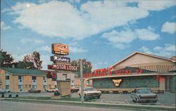 Midway Motor Lodge & Nino's Steak Roundup, Kenosha, WI Postcard