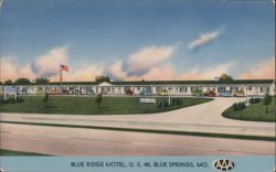 Blue Ridge Motel, U. S. 40, Blue Springs, MO Postcard