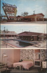 Town Park Motel, Swimming Pool, Guest Room - Oklahoma City, OK Postcard