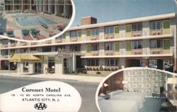 Coronet Motel, Atlantic City, NJ - Pool, Rooms & Amenities Postcard