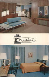 Pershing Motor Hotel Interiors, Lincoln NE Postcard
