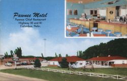Pawnee Motel & Chief Restaurant, Columbus, NE Postcard