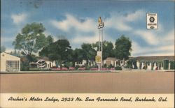Archer's Motor Lodge, Burbank, CA Postcard