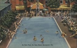 De Soto Pool, De Soto Hotel, Savannah, GA Postcard