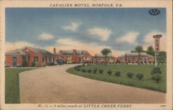 Cavalier Motel, Norfolk, VA - Rt. 13, Little Creek Ferry Postcard