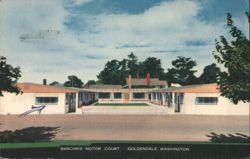Barchris Motor Court - U-shaped Motel with Orange Roofs Postcard