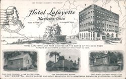 Hotel Lafayette, Marietta, OH, Historical Points of Interest Postcard