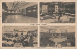 Fort Pitt Hotel, Pittsburgh, PA - English, Empire Rooms, Coffee Shop, Lounge Bar Postcard