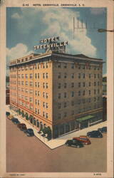 Hotel Greenville, 250 Modern Rooms, Textile Center Postcard
