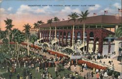 Grandstand from the Paddock, Miami Jockey Club Postcard