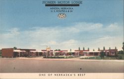 Pioneer Motor Lodge, Minden, NE - US Routes 6 & 34 Postcard