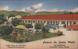 Porter's La Siesta Motel - Coffee Shop, Pool Postcard