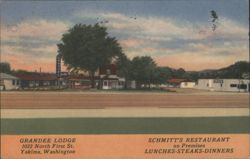 Grandee Lodge & Schmitt's Restaurant, Yakima, WA Postcard