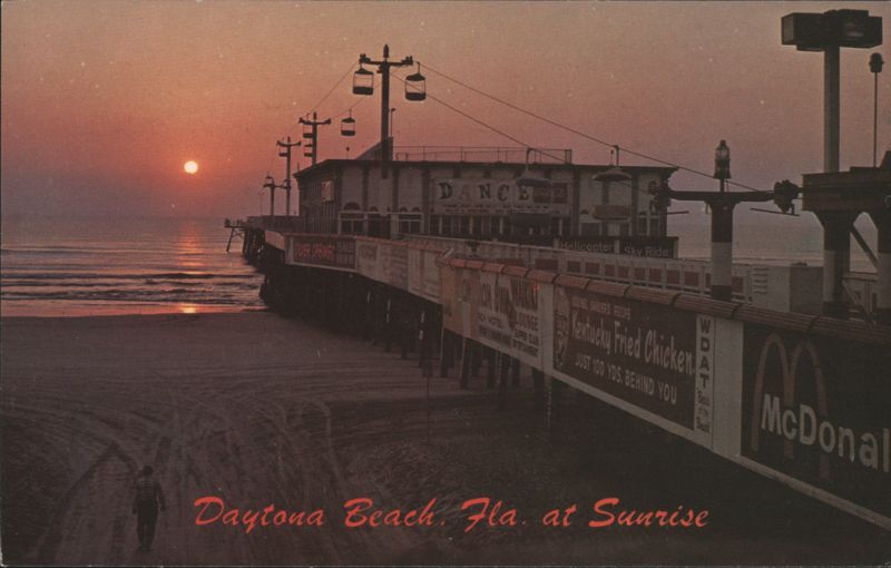 Daytona Beach Pier Sunrise, KFC, McDonald's, Sky Ride Florida