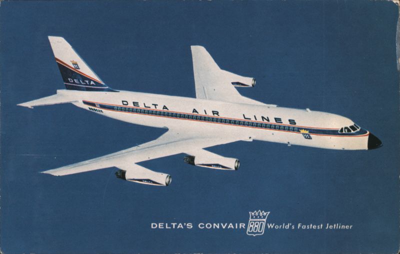 Delta Convair 880 World's Fastest Jetliner Airline Advertising