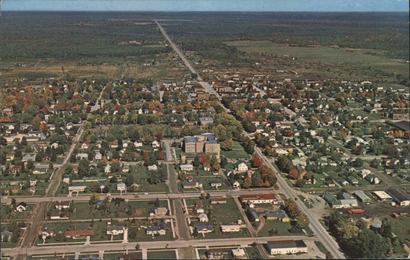 Aerial of Newberry, MI - Upper Peninsula Town View Michigan