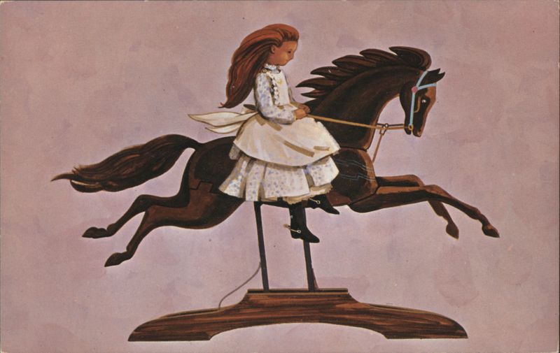 Dorothy Emerson Logotype, Girl on Rocking Horse Advertising Reproductions