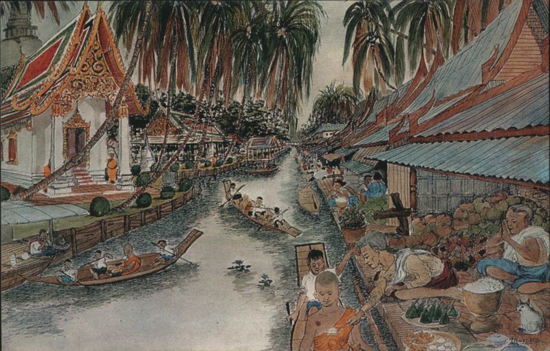 Morning scene along a canal, Bangkok Thailand Southeast Asia