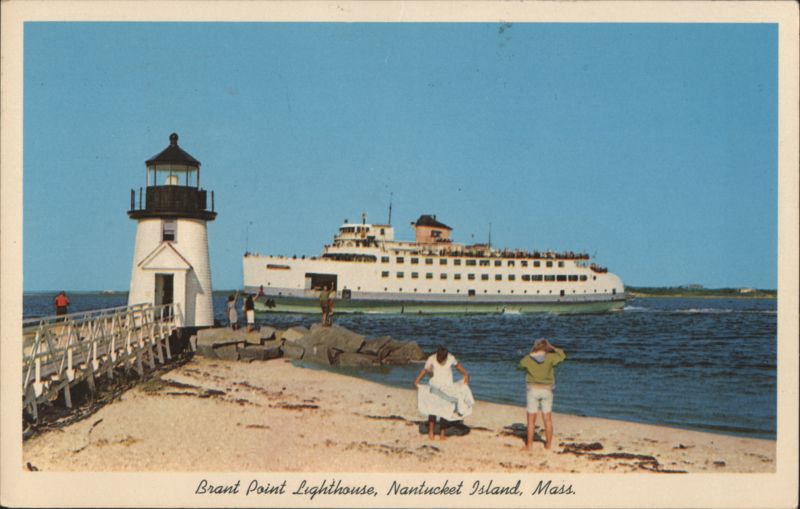 Brant Point Lighthouse, Nantucket Island, Mass. with Ferry Massachusetts